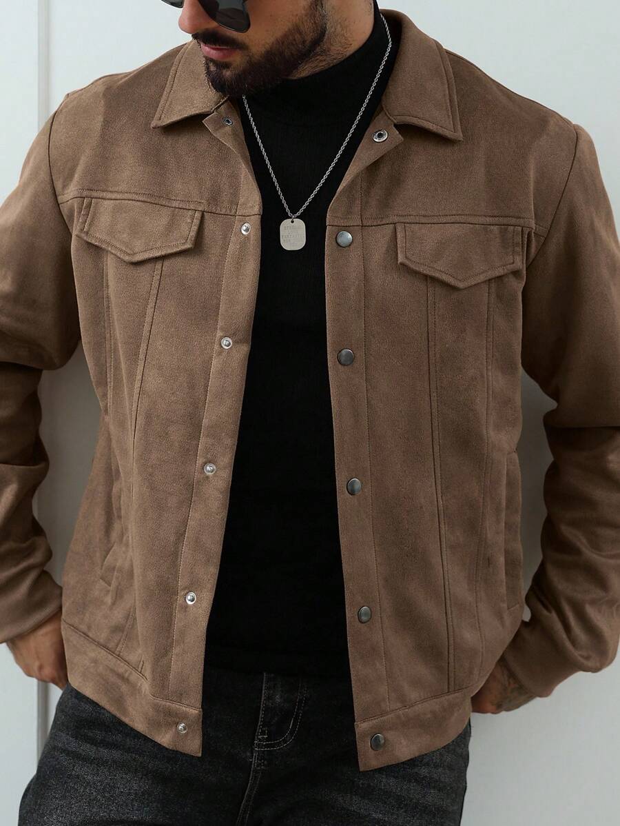 Classic Brown Faux Leather Jacket - OutfitLondon