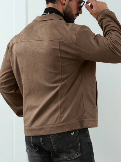 Relaxed Fit Fleece Coat Brown
