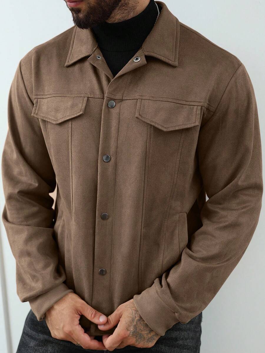 Relaxed Fit Fleece Coat Brown