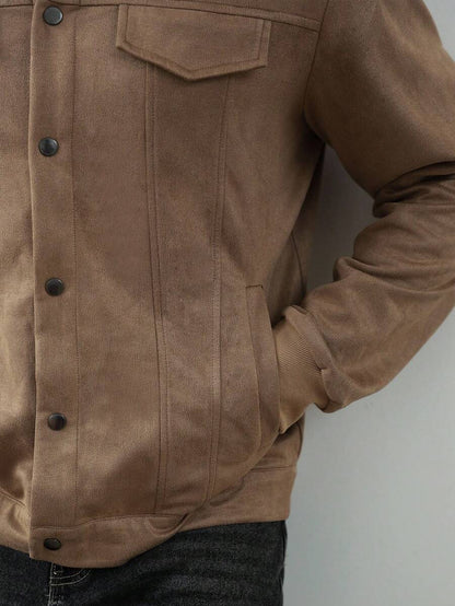 Relaxed Fit Fleece Coat Brown