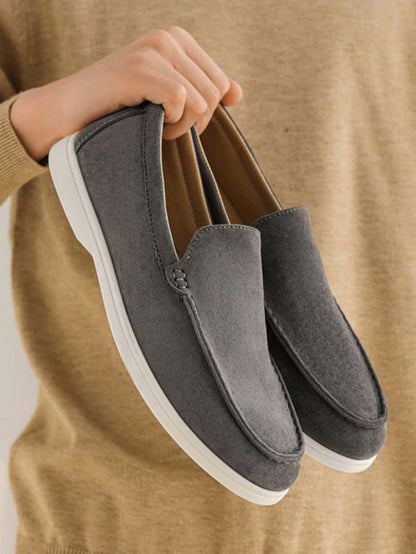 Comfortable Leather Slip On Shoes Black