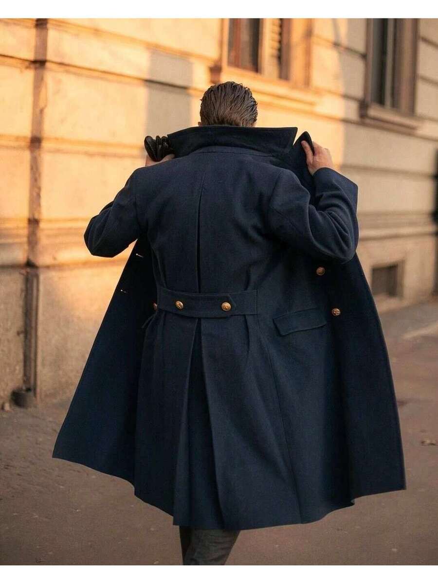 Dark Blue Winter Pea Coat - OutfitLondon