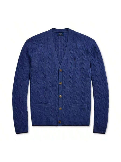 Dark Blue Knit Cashmere Crew Neck Sweater