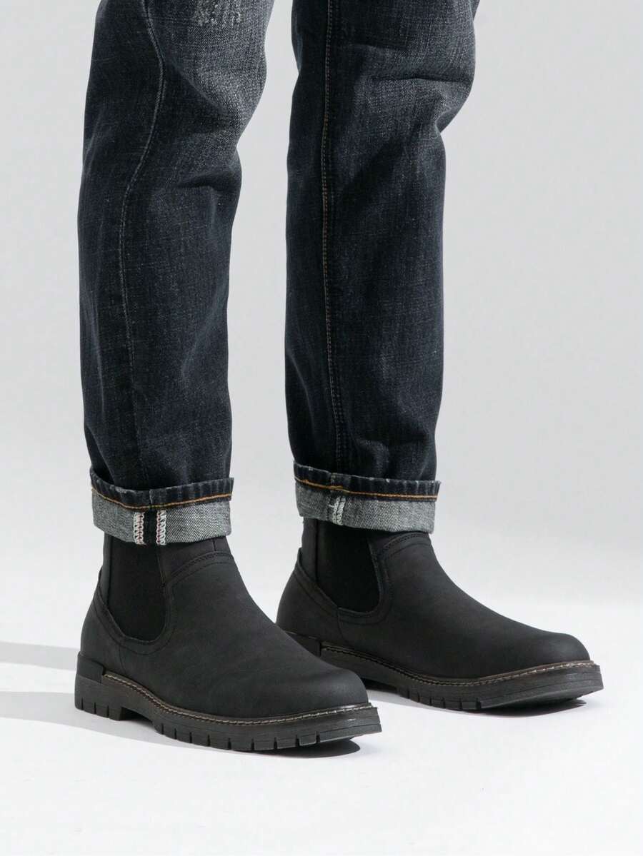 Thick Heeled Ankle Boots Brown Leather