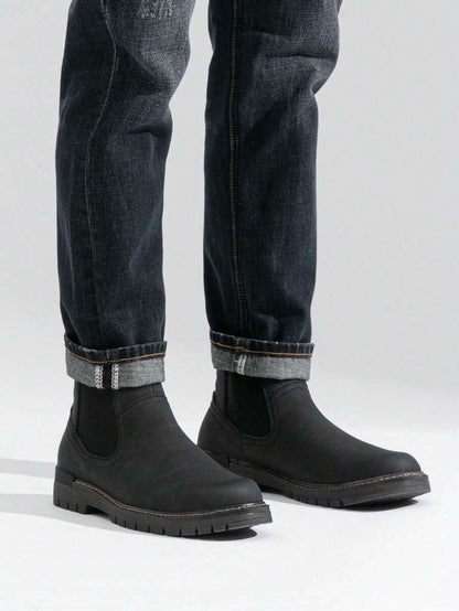 Thick Heeled Ankle Boots Brown Leather