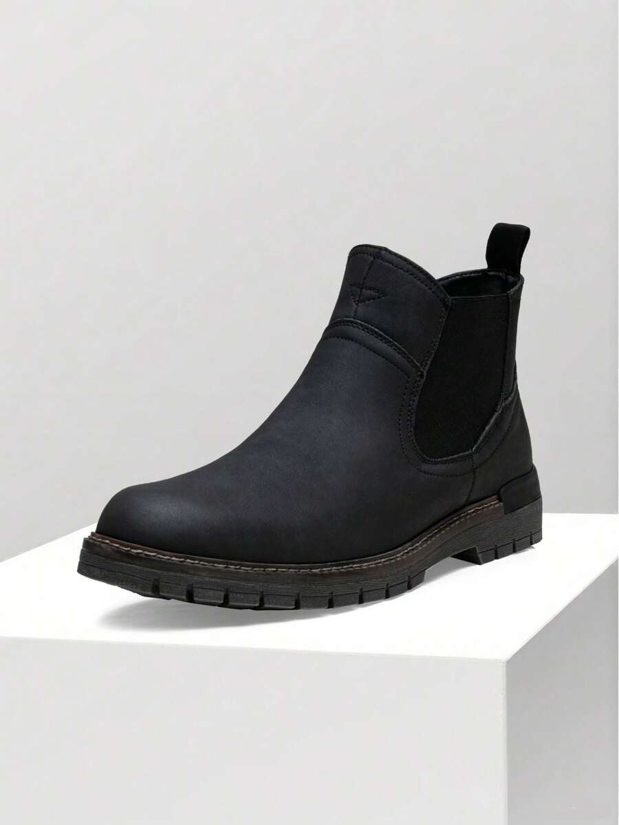 Thick Heeled Ankle Boots Brown Leather