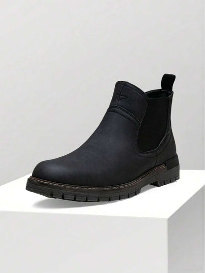 Thick Heeled Ankle Boots Brown Leather