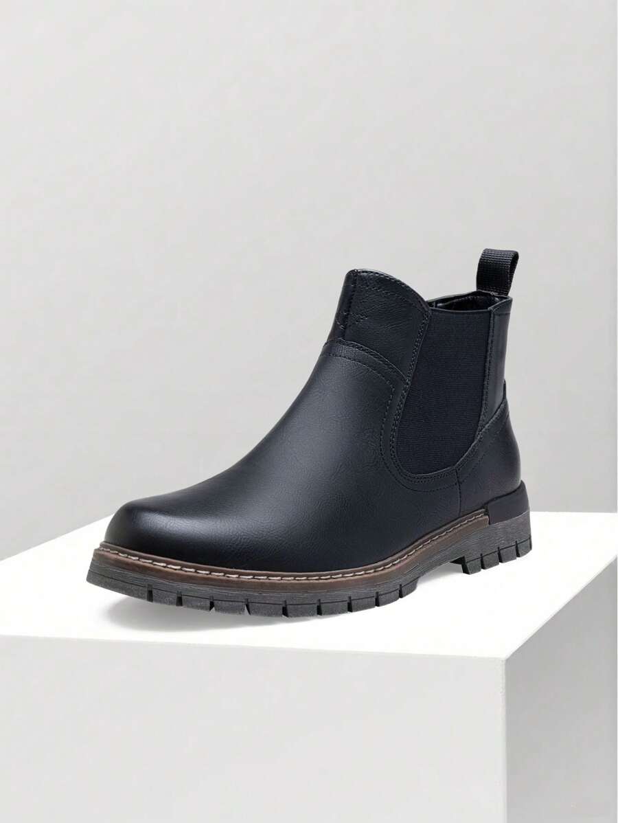 Thick Heeled Ankle Boots Brown Leather - OutfitLondon