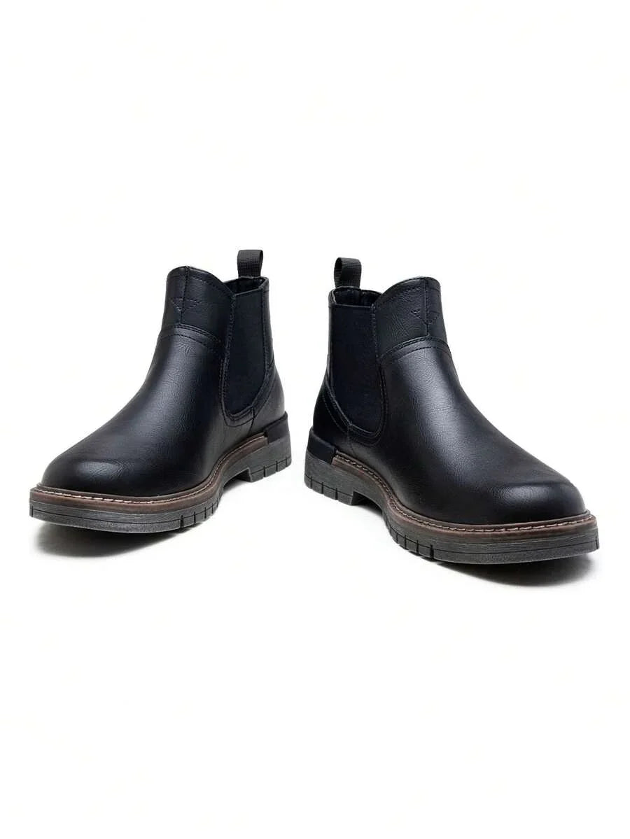 Thick Heeled Ankle Boots Brown Leather
