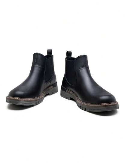 Thick Heeled Ankle Boots Brown Leather