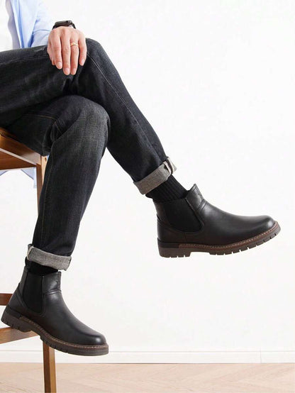 Thick Heeled Ankle Boots Brown Leather