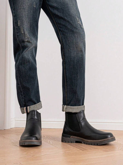 Thick Heeled Ankle Boots Brown Leather