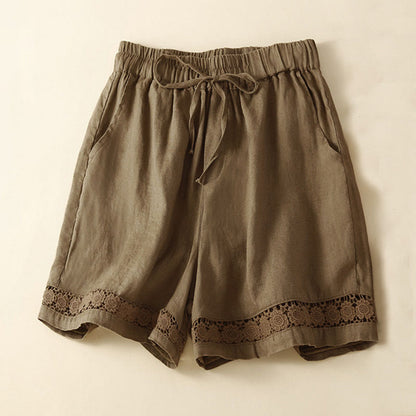Comfortable Drawstring Shorts with Lace Detail