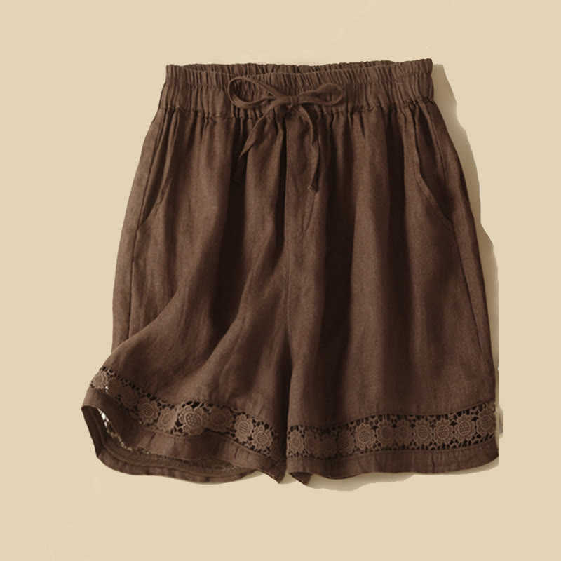 Comfortable Drawstring Shorts with Lace Detail