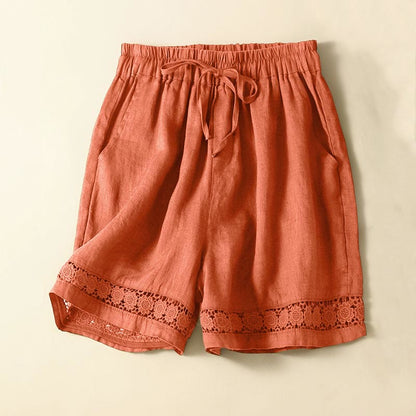 Comfortable Drawstring Shorts with Lace Detail