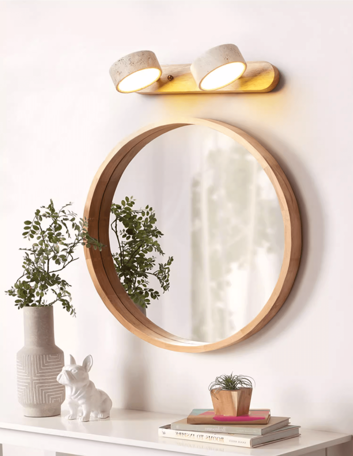 Contemporary Stone Round LED Wall Light Fixture
