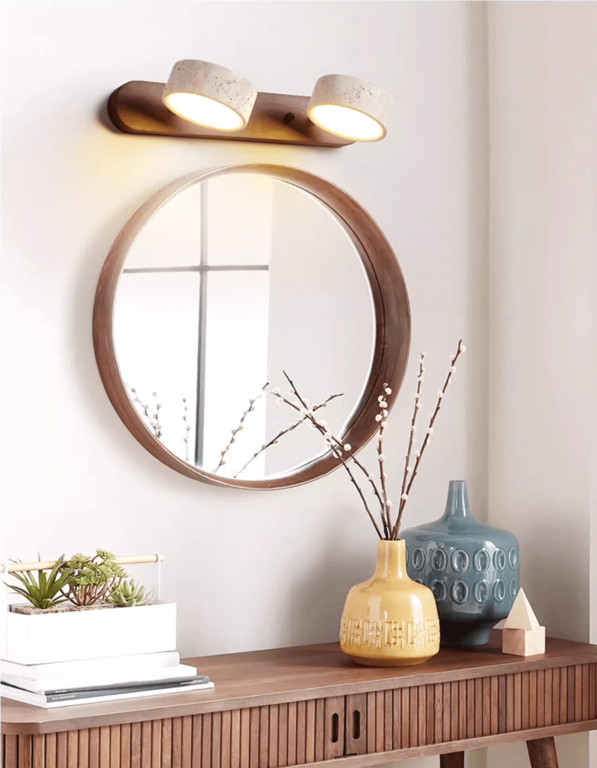 Contemporary Stone Round LED Wall Light Fixture