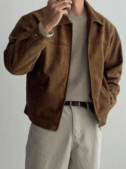 Tan Leather Look Faux Fur Coat