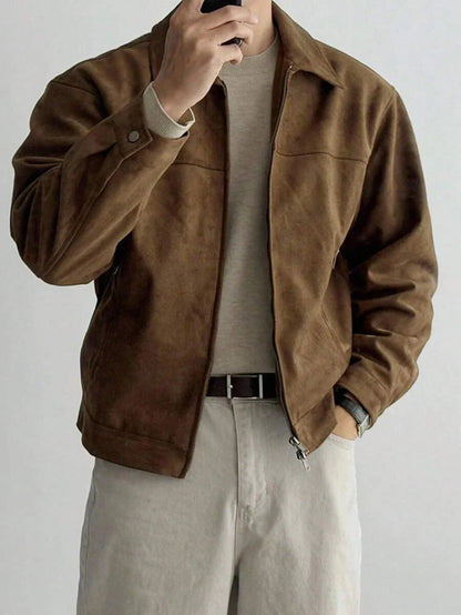 Tan Leather Look Faux Fur Coat