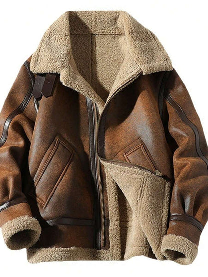 Luxury Fake Fur Insulated Leather Jacket - OutfitLondon