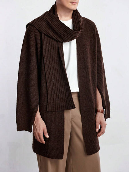 Relaxed Beige Wool Sweater Cardigan