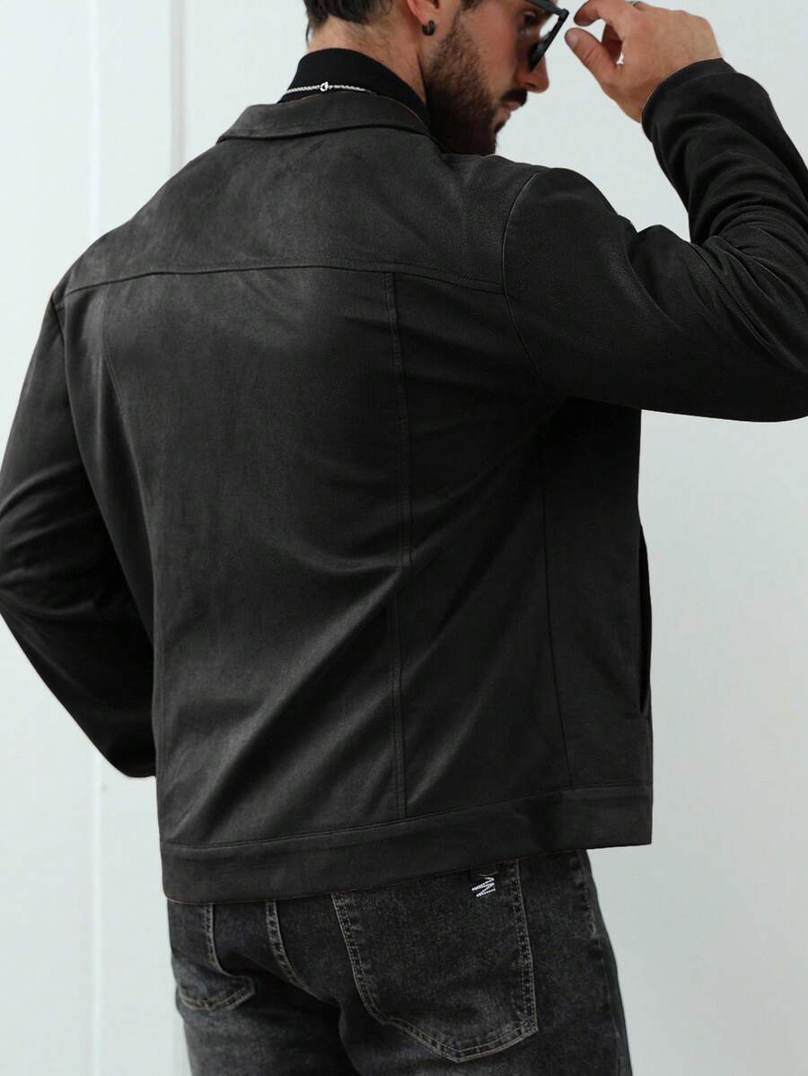 Relaxed Fit Fleece Coat Brown