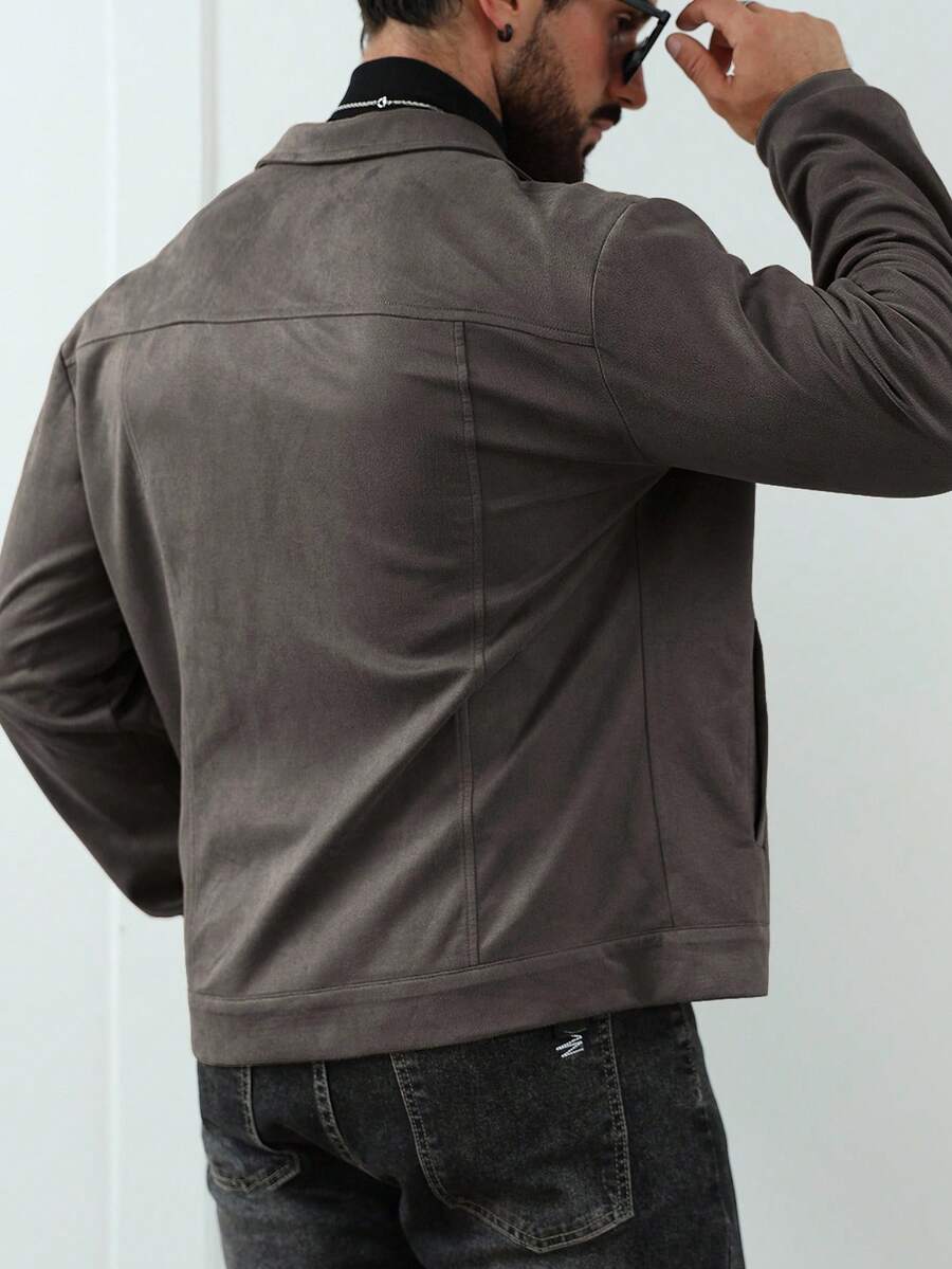 Relaxed Fit Fleece Coat Brown