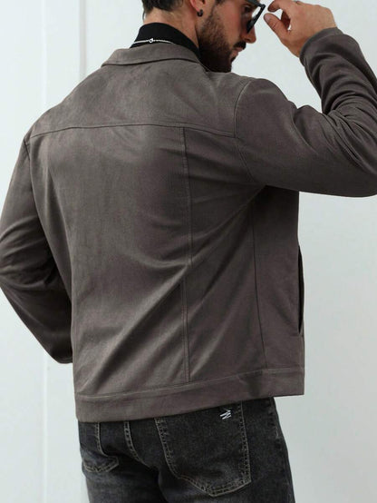 Relaxed Fit Fleece Coat Brown