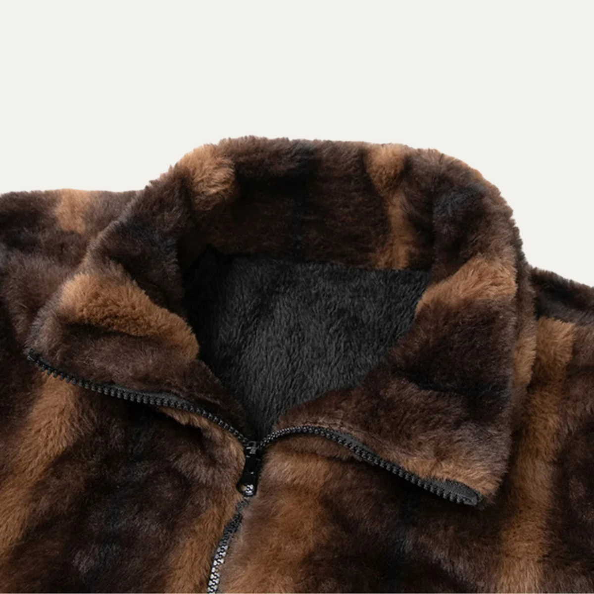 Warm Men's Faux Fur Fleece Zip Jacket