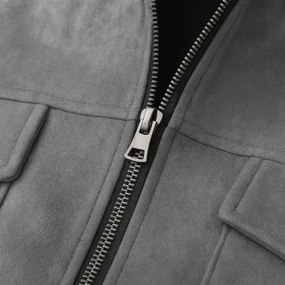 Slim Fit Grey Suede Mens Winter Jacket