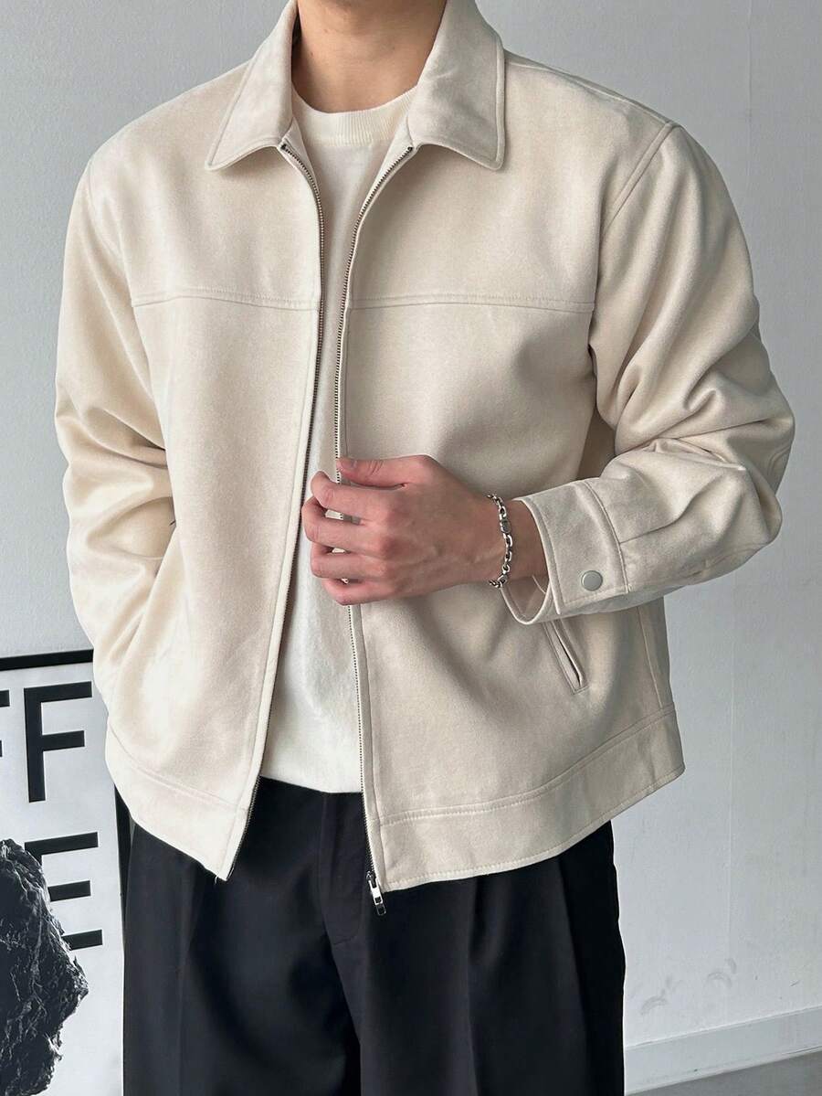 Tan Leather Look Faux Fur Coat