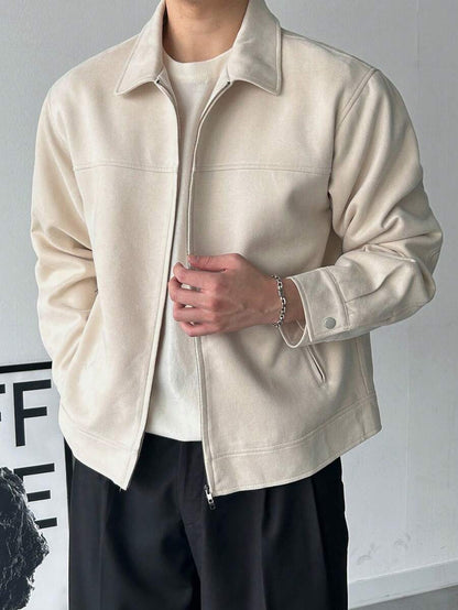 Tan Leather Look Faux Fur Coat