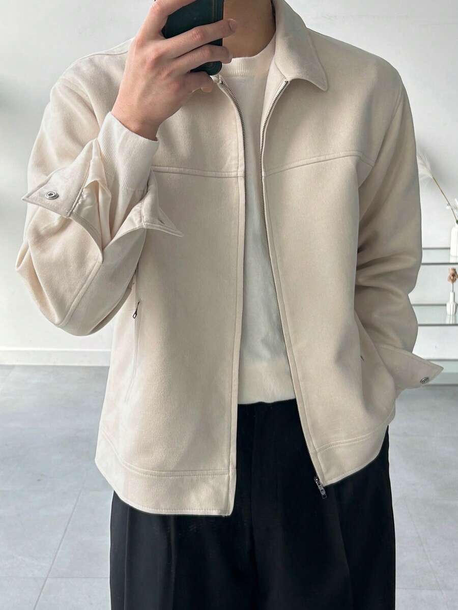 Tan Leather Look Faux Fur Coat