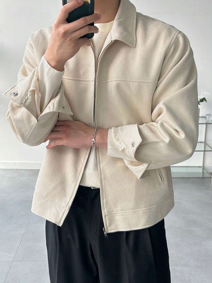 Tan Leather Look Faux Fur Coat