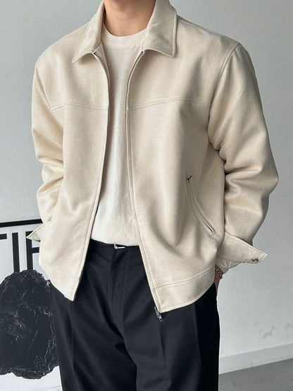 Tan Leather Look Faux Fur Coat