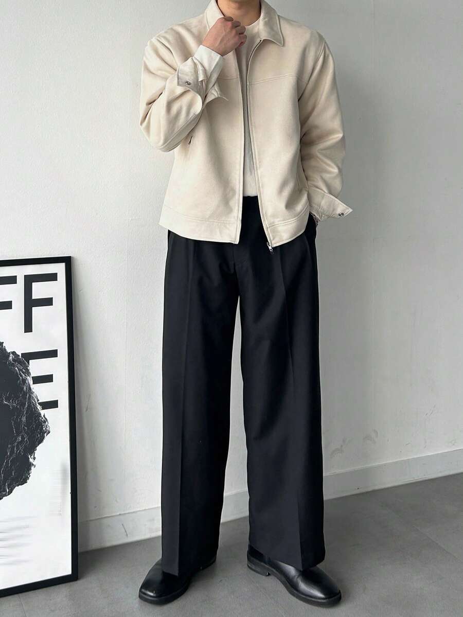 Tan Leather Look Faux Fur Coat