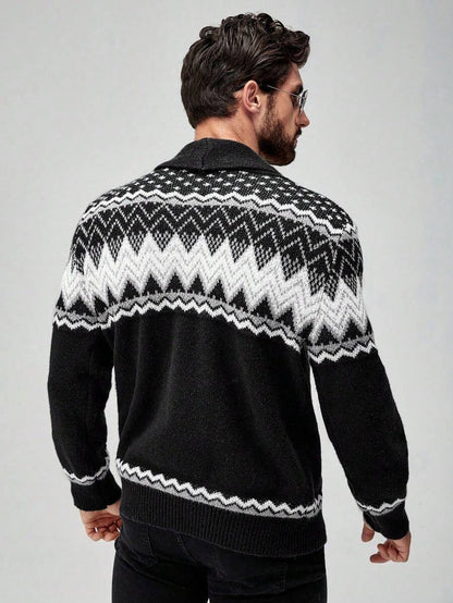 Dark Decorative Open Front Sweater