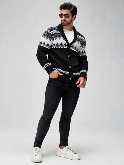 Dark Decorative Open Front Sweater