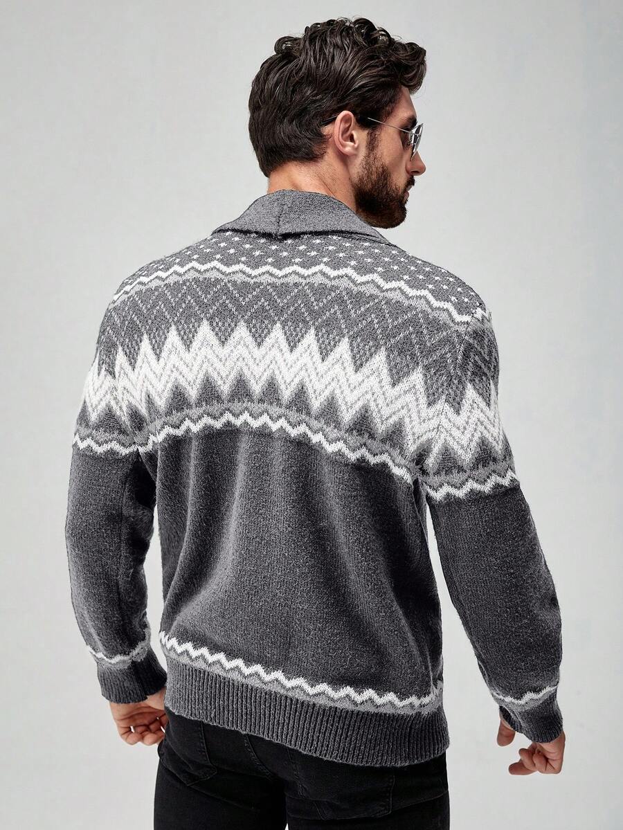 Dark Decorative Open Front Sweater