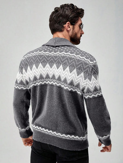 Dark Decorative Open Front Sweater