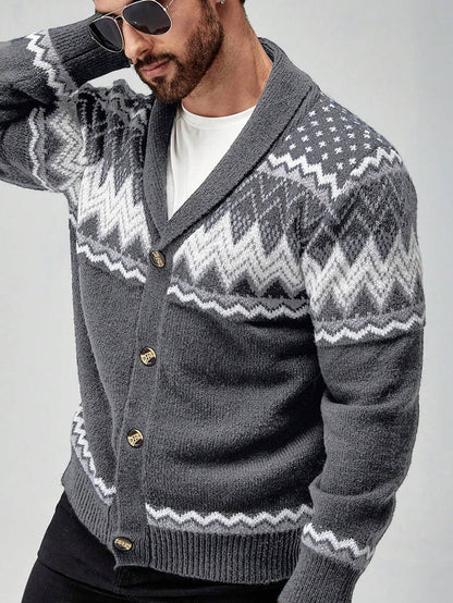 Dark Decorative Open Front Sweater