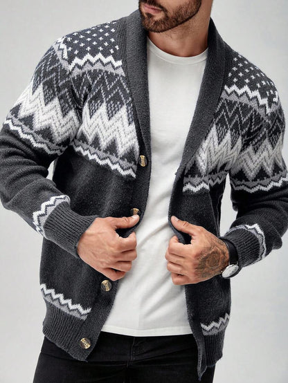 Dark Decorative Open Front Sweater