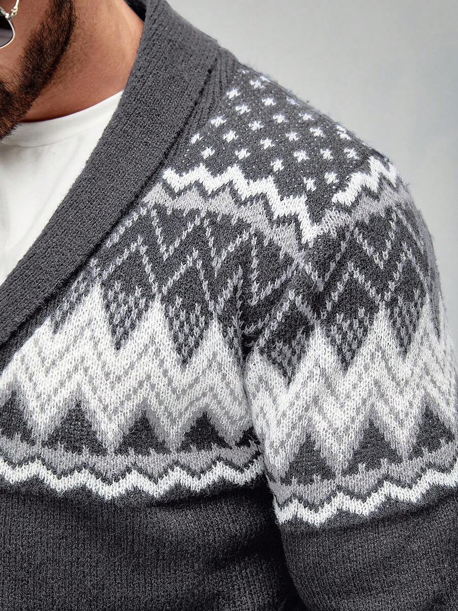 Dark Decorative Open Front Sweater