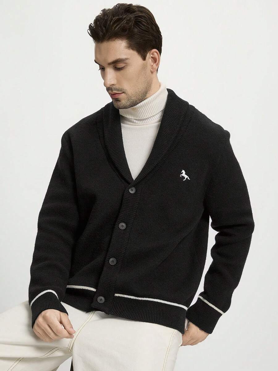 Dark Decorative Open Front Sweater