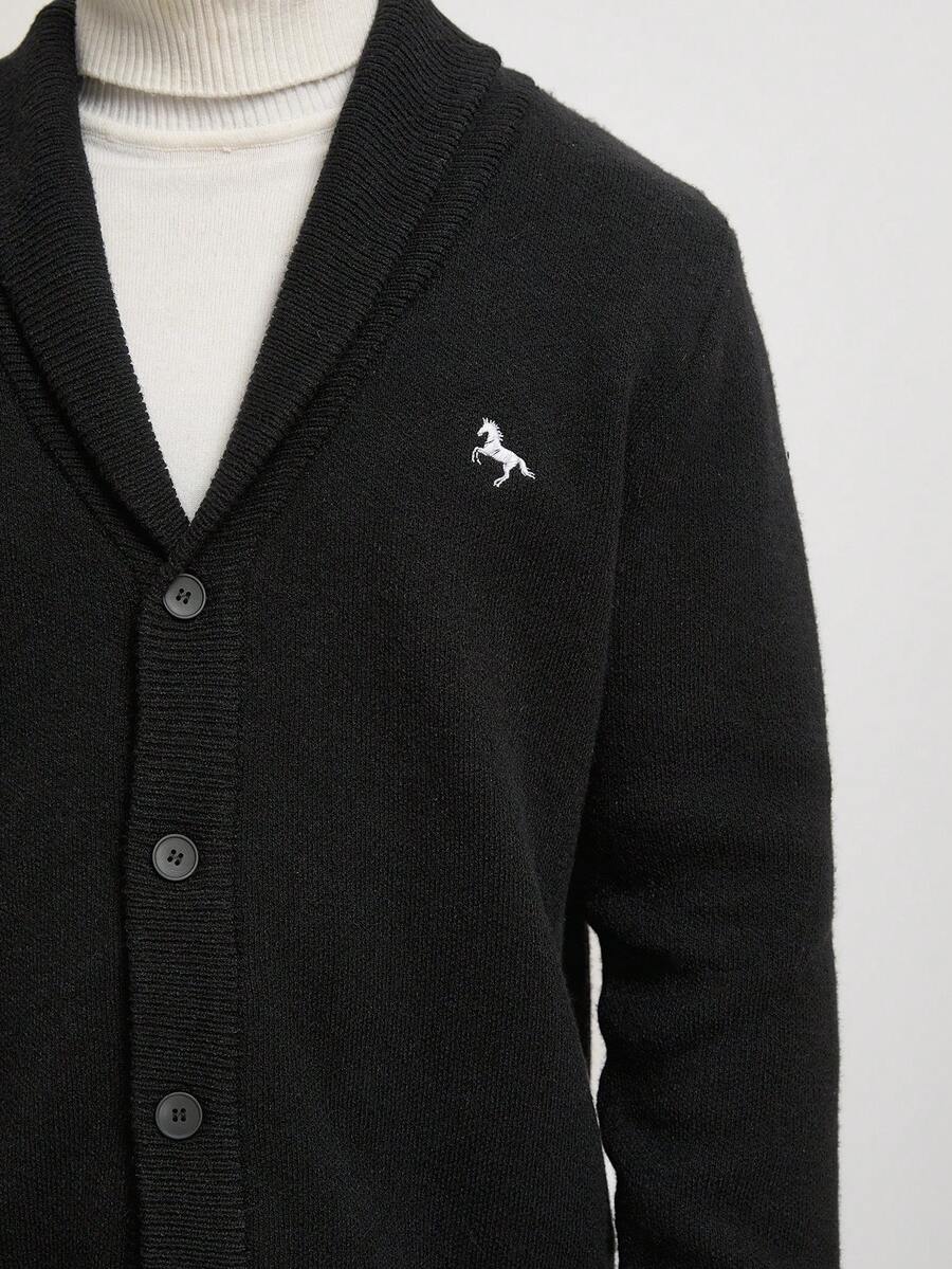 Dark Decorative Open Front Sweater