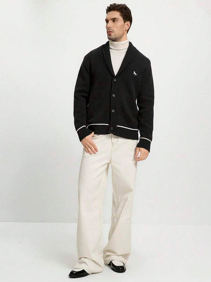 Dark Decorative Open Front Sweater