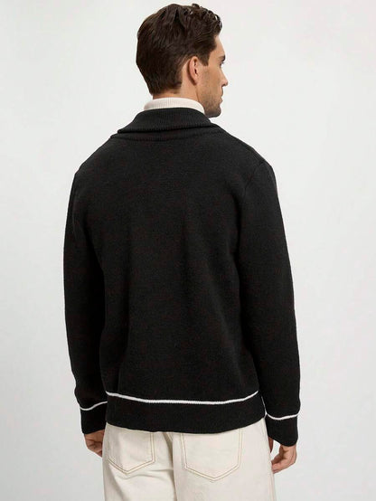 Dark Decorative Open Front Sweater