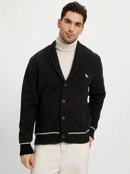 Dark Decorative Open Front Sweater