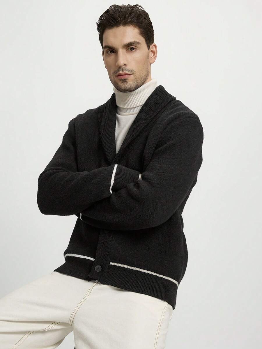 Dark Decorative Open Front Sweater