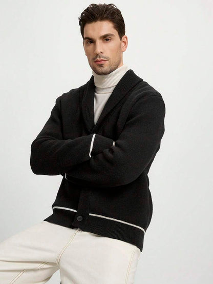 Dark Decorative Open Front Sweater